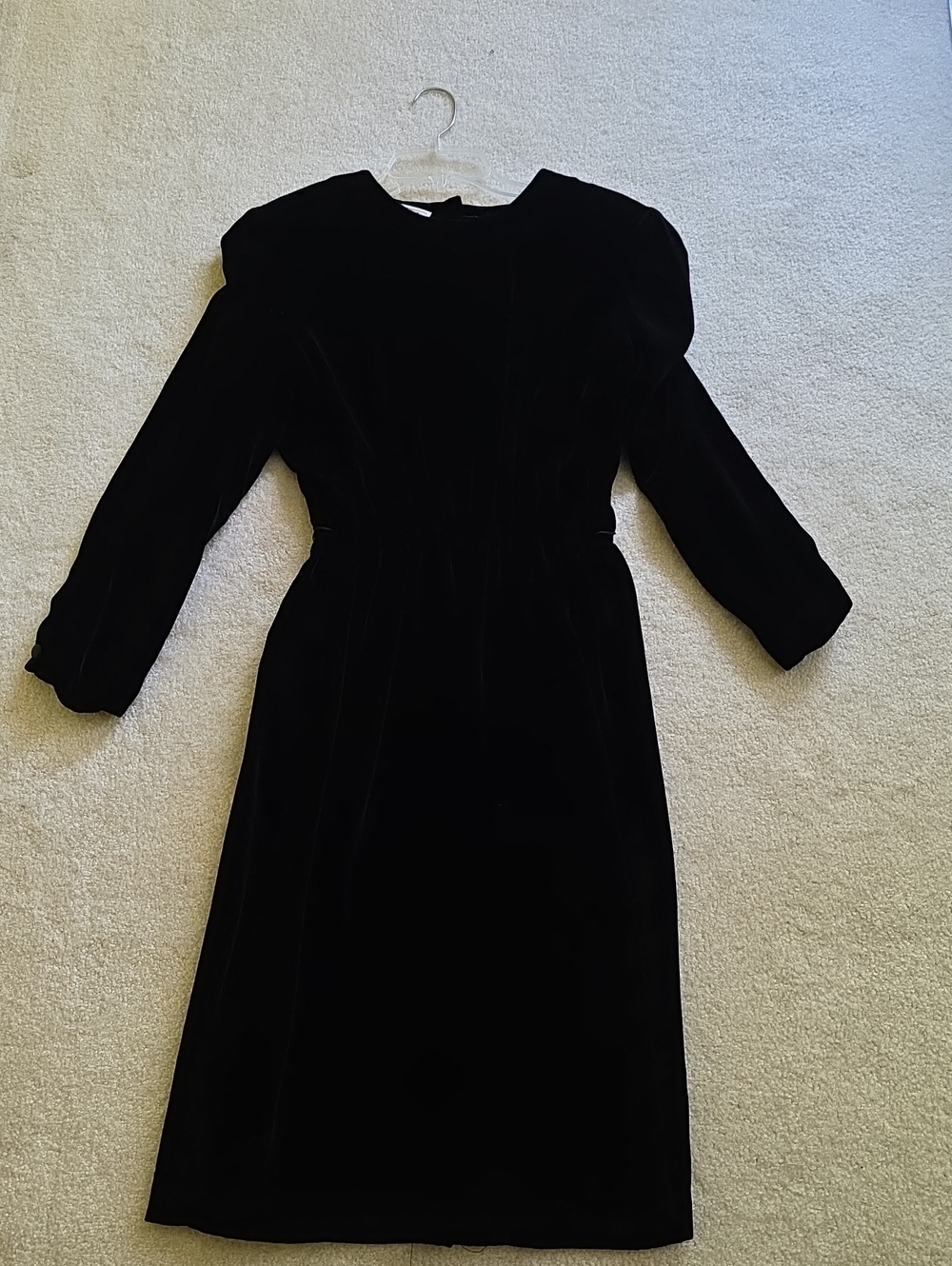 Talbots Black Velvet Long-Sleeve Midi Dress